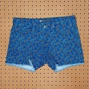 Levis womens colorful floral raw hem stretch jean shorts 8 EUC